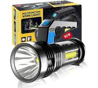 Cuifati Linterna de Mano, Foco LED Recargable con Empuñadura, Reflector Súper Brillante Portátil, 4 Modos de Luz, Reflector Grande Lateral, Linterna Alimentada por Batería, para Exteriores