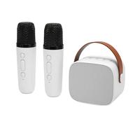 Cuifati Máquina de Karaoke Bluetooth para Adultos y Niños, Altavoz Portátil Retro con Sonido Estéreo con 2 Micrófonos Inalámbricos, Bluetooth 5.3 Home Party KTV Set de Canto, Luz RGB Dinámica, 6 W