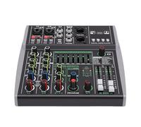 Cuifati Mezclador de Sonido de 4 Canales, Consola de Mezclas para DJ Bluetooth de 48 V de Potencia con Procesador de Señal Digital de 99 Bits y Ecualizador de 7 Bandas, para Grabación (Enchufe de la