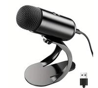 Cuifati Micrófono USB, 360 ° Cickup Omnidireccional Micrófono de Computadora USB con Chip Inteligente y Tarjeta de Sonido Incorporada, para Cantar, Podcasting, Grabación de Video de Voz