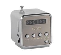 Cuifati Mini Altavoz Reproductor de música Radio FM portátil Ligera Estéreo PC Soporte de Moda Tarjeta TF y Disco U Plug and Play Soporte de Archivos FAT16/FAT32(Plata)