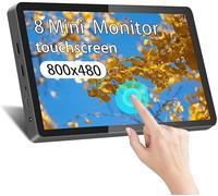 Cuifati Monitor Táctil Capacitivo Multipunto FHD de 8 Pulgadas, Monitor Portátil de ángulo de Visión Amplio de 160 ° 1000: 1 HDMI VGa USB Monitor de Película 10W DC12V(EU)