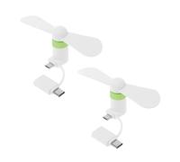 Cuifati Paquete de 2 ventiladores de teléfono móvil, 2 en 1, portátil, ventilador de viaje, enfriamiento rápido para el verano al aire libre, para tabletas con micro USB y corte tipo C