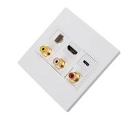 Cuifati Placa de Pared Combinada CAT6 USB C de 6 Puertos, Toma de Pared óptica con Interfaz Multimedia HD de 18 Gbps, Resolución 3840x2160, Evita el Desorden para la Red de Computadoras de TV, ABS