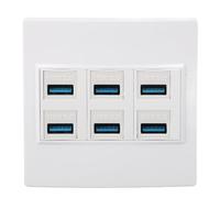 Cuifati Placa de Pared USB 3.0, Cargador de Pared USB A de 6 Puertos, Cubierta de Panel de Placa Frontal, Conector Keystone Hembra A Hembra, Velocidad de 5 Gbps, Compatible con USB2.0