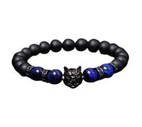 Cuifati Pulsera de Cuentas de Lobo, Pulsera de la Suerte Antiansiedad de Roca de Lava para Mujeres y Hombres, de Cuentas de Piedra Energética de 8mm para Regalo para Aliviar el Estrés (B FD4417