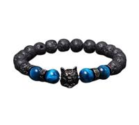 Cuifati Pulsera de Cuentas de Lobo, Pulsera de la Suerte Antiansiedad de Roca de Lava para Mujeres y Hombres, de Cuentas de Piedra Energética de 8mm para Regalo para Aliviar el Estrés (D FD4419