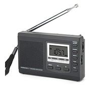 Cuifati Radio Portátil, Receptor de Banda Mundial FM MW SW de Alta Sensibilidad con Reloj Despertador Digital y Búsqueda Automática de Estaciones, para Uso en el Hogar, Oficina, (Black)