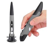 Cuifati Ratón Óptico Inalámbrico Con Bolígrafo de Bolsillo, 2.4G USB Inteligente, 3 Pasos DPI, 4 Teclas Mini Ergonómico Tipo Bolígrafo Para Escritura a Mano (Gris)