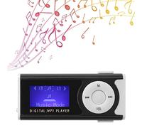 Cuifati Reproductor MP3 Deportivo Portátil con Linterna LED, Diseño de Clip Trasero, Mini Pantalla LCD, Batería Incorporada, para Correr y Hacer Ejercicio, 6 Horas de Reproducción (Black)