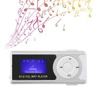 Cuifati Reproductor MP3 Deportivo Portátil con Linterna LED, Diseño de Clip Trasero, Mini Pantalla LCD, Batería Incorporada, para Correr y Hacer Ejercicio, 6 Horas de Reproducción (Silver)