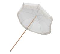 Cuifati Sombrilla de Playa con Flecos, Sombrilla de Patio con Borlas, Protección UV UPF 50+, 8 Varillas de Madera, de Mercado Al Aire Libre para Jardín, Piscina, Portátil Grande de 7 Pies con (2)