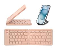 Cuifati Teclado Bluetooth Plegable: Ultra Delgada, Portátil, Tamaño DE Bolsillo, 67 Teclas RECHACEABLE TEQUEBLO DE Viaje DE TAMAÑO A LA TAMAÑO Actual para iOS Android Tableta DE (Rosáceo)