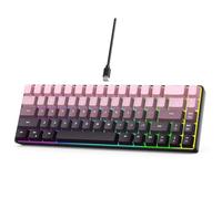 Cuifati Teclado con Cable de Color Degradado de 68 Teclas, Teclado para Juegos Retroiluminado RGB con Tecla de Inyección ABS, Teclado Mecánico Compacto para Juegos (Rosa Degradado)