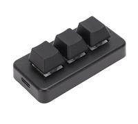 Cuifati Teclado de 3 Teclas, Teclado Pequeño Inalámbrico Ergonómico Personalizado Mecánico con Cable USB 2.4G con Teclas Programables, para Juegos y Trabajo OS X (Black)