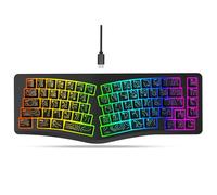 Cuifati Teclado Ergonómico con Cable, Teclado Dividido Retroiluminado RGB, Escritura Cómoda, Compacto de Computadora con Cable Tipo C de 69 Teclas para PC Portátil