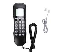 Cuifati Teléfono Básico con Cable para Montaje en Pared, Teléfono Fijo Retro con Memoria de Identificador de Llamadas y Soporte DTMF, para el Hogar, Hotel, Cocina, Garaje, Ascensor (Negro (versión
