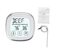 Cuifati Termómetro Digital para Carne con Sonda con Base Magnética, Termómetro LCD Grande para Cocinar Alimentos con Temporizador, Luz de Fondo y Alarma, 9 Modos Preestablecidos, 5 (SILVER)