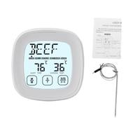 Cuifati Termómetro Digital para Carne con Sonda con Base Magnética, Termómetro LCD Grande para Cocinar Alimentos con Temporizador, Luz de Fondo y Alarma, 9 Modos Preestablecidos, 5 (WHITE)