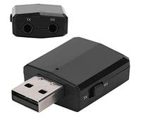 Cuifati Transmisor Receptor de Bluetooth 5.0, Adaptador de Tarjeta de Sonido USB 3 en 1 con Conector AUX de 3,5 Mm para Transmisión de Inalámbrica a PC, Portátil, Teléfono Inteligente (Black)