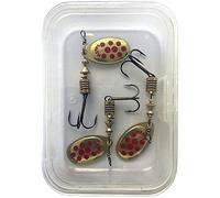 Cuiller Tournante A Palette Ovale - Mepps Aglia Lot De 3 N°1-3,5G - Or Points Rouges