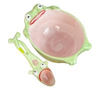 Cuillère en Céramique Grenouille | Ensemble Créatif De Cuillère Et Bol Grenouille - Louche en Céramique pour Dessert et Soupe | Pour Cuisine Maison Adultes Femmes Filles Soupe Dessert Café