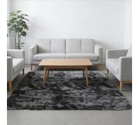 CUIMEI Alfombra de Salón 115 x 235 cm, Parte Inferior Antideslizante, Lavable hasta 30 Grados, Muy Suave, Peludas Tie-Dye, Alfombras Peludas No Se Desprenden, para Dormitorio, Gris Oscuro