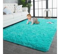 CUIMEI Alfombra Decorativa 145 x 220 cm, Mullida Parte Inferior Antideslizante Lavable hasta 30 Grados, Distintos Tamaños, Alfombra de Felpa Modernas Interior, para Dormitorio, Azul Cielo