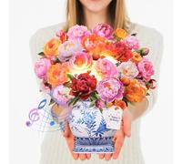 CUISH Tarjeta de cumpleaños desplegable con música y luces, ramo de flores de papel 3D de tamaño real, tarjeta de felicitación para mujeres, mamá, esposa, hija, abuela, regalo de cumpleaños con sobre