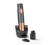 Cuisinart Abridor de Vino Automático Recargable con Sellador de Vacío | Abridor de botellas con tapón de corcho | hasta 80 botellas | Cortador de papel de aluminio integrado | Negro y bronce
