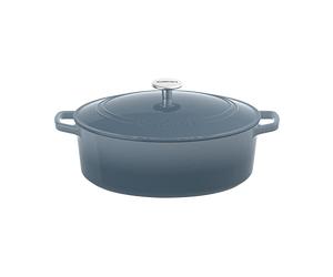 Cuisinart Chef's Classic - Cacerola ovalada de hierro fundido esmaltado (azul marino degradado, 7 cuartos de galón)