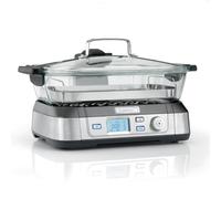 Cuisinart Cookfresh Vaporera de vidrio profesional | 1L de agua, sin BPA, bandeja de acero inoxidable | Pantalla digital | Funciones de recalentar, mantener caliente, pausar