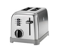 CUISINART CPT160E Tostadora de Acero Inoxidable, 2 Ranuras Anchas para Pan, 6 Niveles de Tostado, función máx, descongelar y recalentar, Bandeja recogemigas, 900 W, Velocidades