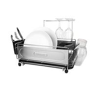 Cuisinart Escurridor de platos de acero inoxidable, incluye escurridor de platos de alambre, organizador de utensilios, tabla de drenaje, soporte para copas y portavasos antideslizantes, 14.4 x 12 x 6