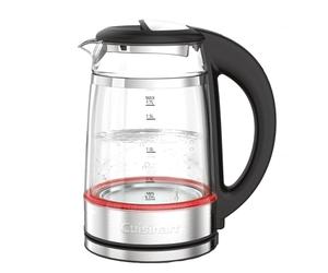 Cuisinart hervidor de vidrio 1,7 L con control de temperatura, hervido rápido 3 kW, exterior frío al tacto, doble pared, sin BPA, pico antigoteo, base 360°, apagado automático y pantalla táctil