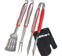 Cuisinart Juego de Barbacoa de 3 Piezas: espátula, Tenedor y Pinzas de Acero Inoxidable con Mango Largo, Guante Resistente al Calor, Utensilios de Barbacoa Ideales para barbacoas