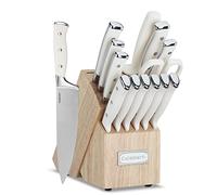 Cuisinart Juego de cuchillos de 15 piezas con bloque, acero inoxidable de alto carbono, triple remache forjado, natural C77CTR-15P