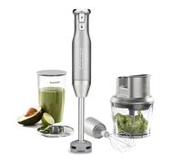 Cuisinart Power Blend batidora de inmersión 400 W con velocidad variable, cuchilla de acero inoxidable, campana antirrayaduras sin BPA, bol procesador, batidor y recipiente Prep-and-Go.