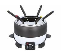 Cuisinier Deluxe Set de Fondue - 6 Personas - Eléctrica - Acero Inoxidable - Para Carne, Queso y Chocolate - Negro y Blanco