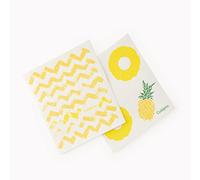 Cuisipro Paño de esponja multiusos ecológico, zig zag amarillo/piña, juego de 2