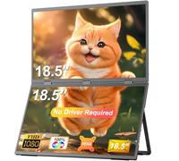 CUIUIC Monitor Portátil Doble 18.5", Pantalla Portátil Plegable 1080P, Extensor para Portátil con Rotación de 360°, Compatible con VESA, Ideal para Laptop, PC, Mac, PS5