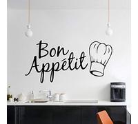 CUIXIAOQI Adhesivo mural Amovible Noir con frase Bon Appétit pour Décoration de Cuisine Créer une Ambiance Chaude Salle à Manger 57 x 40 cm