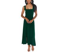 CUIYANG Vestidos Elegantes de Dama de Honor for Mujer, Escote Cuadrado, Volantes, Abertura, Vestido Formal Midi for Invitados a la Boda, Fiesta de cóctel(4#,S)
