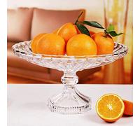 Cuiynice Frutero Plato de Frutas Vidrio Transparente Pies Altos Plato de Frutas Frutero Práctico Plato de Pastelería de Alta Capacidad Mesa de Centro Decoración del Hogar Plato de Dulces Decoración de
