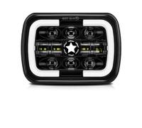Cujjsrwp Faro Coche Faro LED Cuadrado De 7 X 6 Pulgadas Y 5 Con Haz Alto/bajo Para Jeep Para Wrangler YJ Para Cherokee XJ MJ Comanche Faros Delanteros(1pc Black)