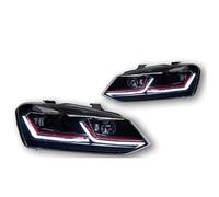 Cujjsrwp Faro Coche Para VW Para Polo 2011 2012 2013-2017 Para Vento Lámpara De Cabeza DRL Hid Bi Xenon Haz Luces Coche LED Faro Proyector Lente Faros Delanteros(Gti Red Line,Izquierda)