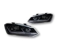 Cujjsrwp Faro Coche Para VW Para Polo 2011 2012 2013-2017 Para Vento Lámpara De Cabeza DRL Hid Bi Xenon Haz Luces Coche LED Faro Proyector Lente Faros Delanteros(Negro,Izquierda)