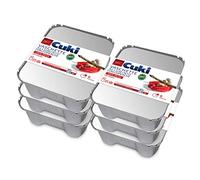 Cuki Bandejas de aluminio con tapas - Ultra Fuerza - Con asas - 6 porciones - Rectangulares [Rs99L] - 6 paquetes de 2 unidades