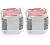 Cuki Professional Bandejas de aluminio rectangulares con tapas, 1 porción, 14,5 x 12 x 4 cm, 1 paquete de 100 unidades, desechables para horno, microondas, nevera, cocina, almacenamiento