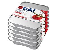 Cuki0 Cuki - Bandejas de aluminio con tapas - Ultra Fuerza - Con asas - 6 porciones - Rectangulares [Rs90L] - 6 paquetes de 2 unidades - 290 g